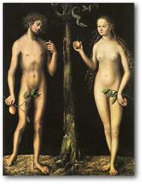 Картина «Адам и Ева» Лукаса Кранах (1513 год).