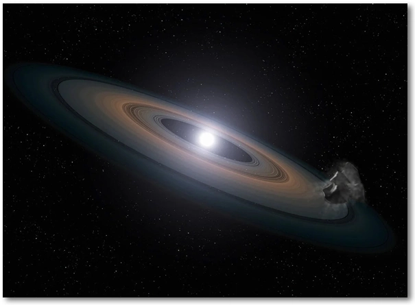 газово-пылевой диск и планетезималь вокруг звезды