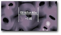 Схематическое изображение магнитной пены на границе Солнечной системы